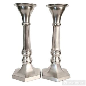 Set of Two Silver Candlestick Holders